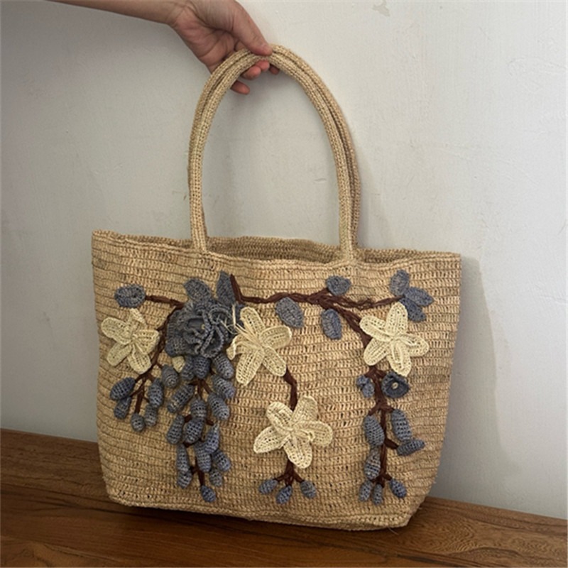 New Handmade Raffia 3d Rose Ha - Women'S Raffia Bags review and price