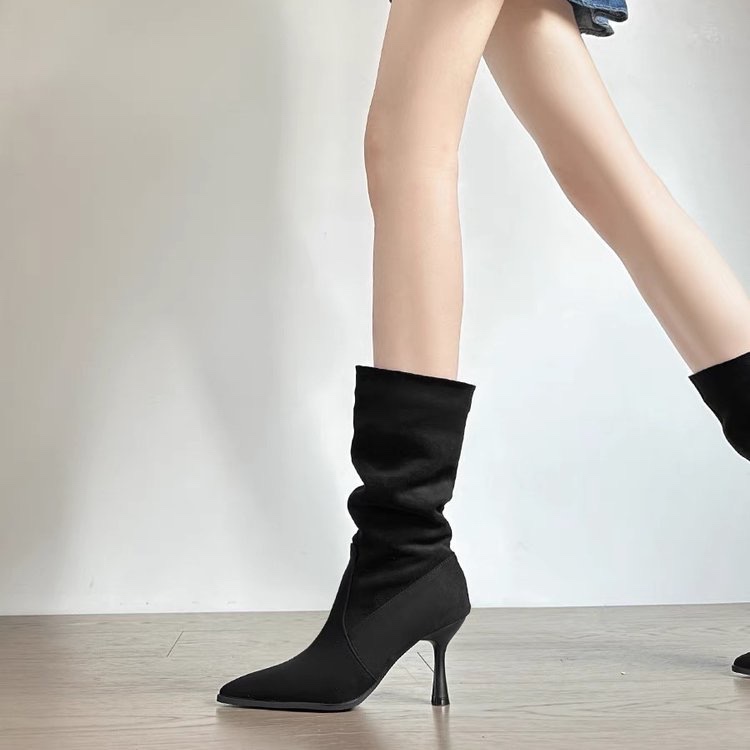 Cow Suede Mid-calf Modern Boot - Women Bags On Sale review and price