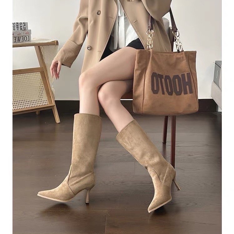 Cow Suede Mid-calf Modern Boot - Women Bags On Sale review and price