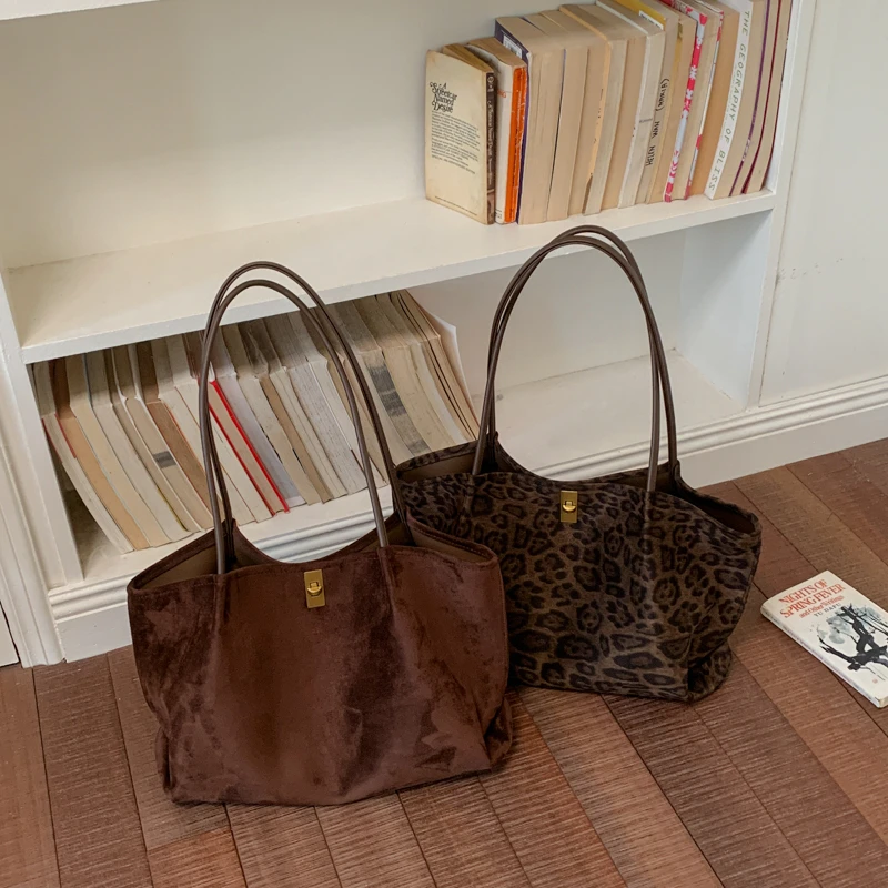 Retro Leopard Print Suede Tote - Women'S Bags Handbags review and price